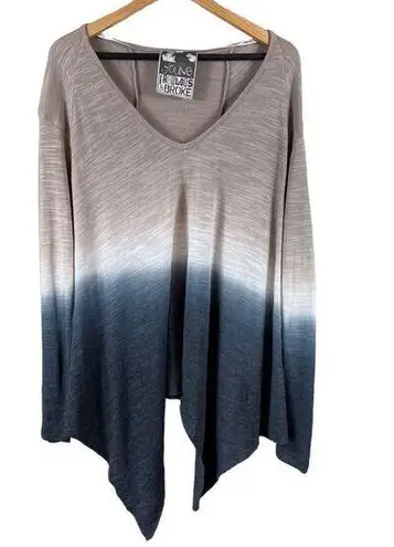 Young Fabulous and Broke  Ombré Asymmetrical  V-neck Sweater