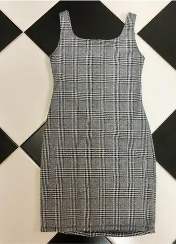 Popular Basics Houndstooth Bodycon Square Neckline Mini Sleeveless y2K clueless
