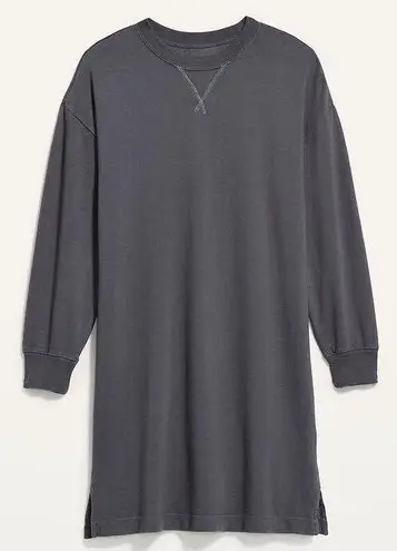 Old Navy  Long-Sleeve Mini Crew Sweatshirt Shift Dress in Panther Gray Size L - Image 1