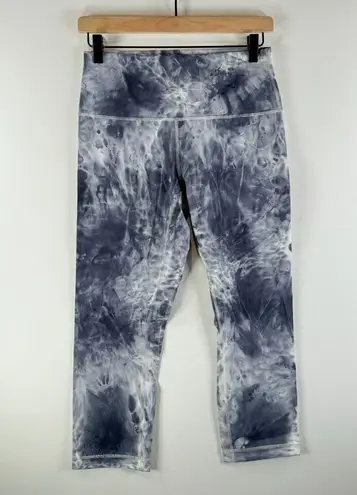 Lululemon Womens Pants Gray Wunder Under Marble Dye Crop Leggings Pull On Size 8 White
