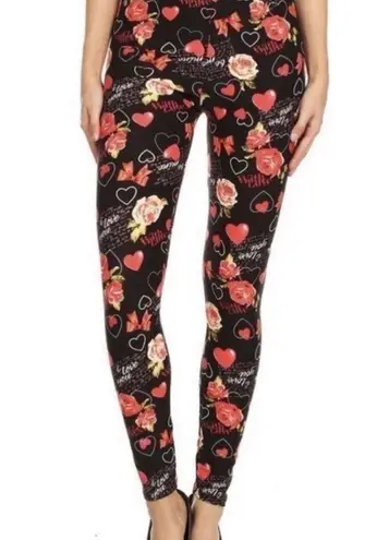 Leggings Depot Valentines Day Leggings Love Letter With Heart Print Buttery Soft ONE SIZE OS