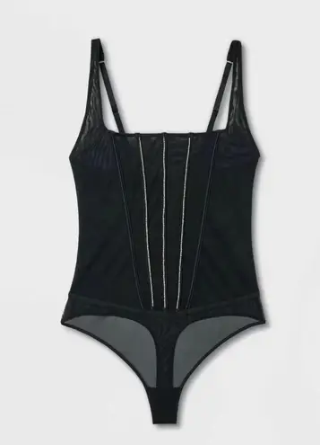 Auden Women's Rhinestone Lingerie Bodysuit - Black