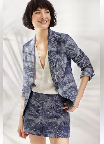 Anthropologie Cartonnier Navy Fern Brocade Smart Suit Jacket Womens Size 10 Blue