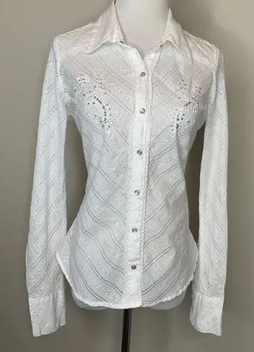 Vanity White Western Snap Front Shirt Sz Small