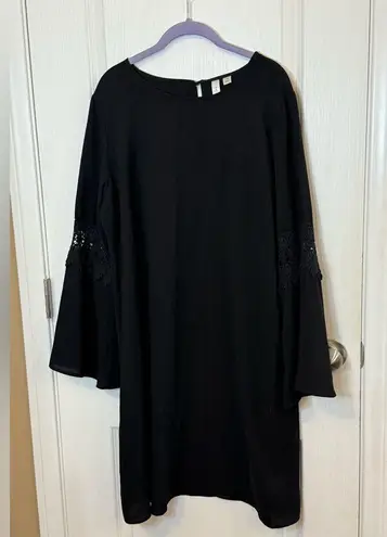 Tacera Black Long Sleeve Dress with Lace Detail