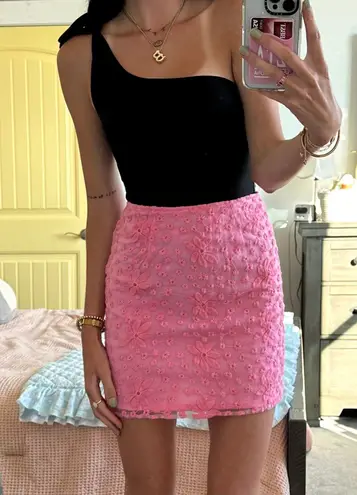 Francesca's Miami Pink Floral Skirt