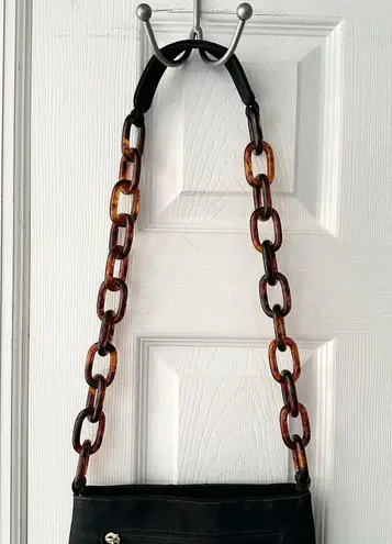 Silver Blue USA Black Nylon Shoulder Bag Tortoise Chainlink Strap Vintage Y2K - Image 8