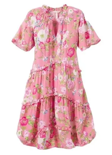 Matilda Jane Enchanted Garden Pink Floral Tiered Ruffle Dress MEDIUM