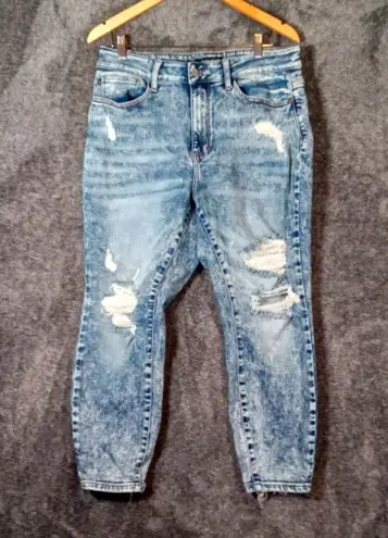 Judy Blue boyfriend fit acid wash distressed high waisted ankle women's 14W