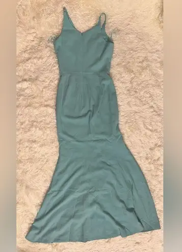 Dress the Population NWOT Iris maxi slit crepe gown tranquil blue sz S