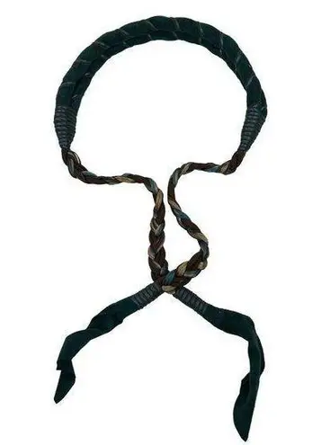 Vintage Wrap Belt Suede Leather One Size Teal Brown Braided Boho 90’s Y2K Blue