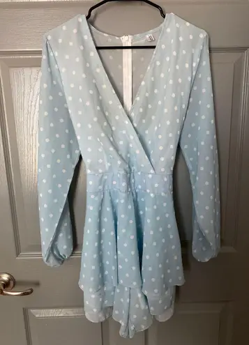 Classic Fashion Collection Light Blue Polka Dot Romper