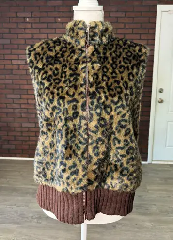 heirloom collectibles Y2K Leopard Print Faux Fur Vest