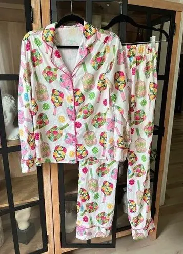 Show Me Your Mumu Pickeball pajamas set pants button down long sleeves top colorful bachelorette