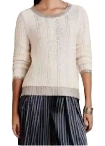 Anthropologie Moth Cream Silver Knit wool blend Sweater Silver