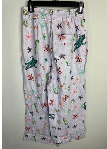 Hill House The Skylar Linen Pants in Sea Creature Women's MED NWT Nautical Beach Purple