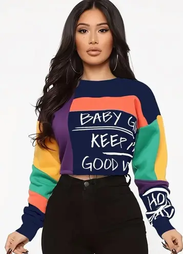 Fashion Color Block Letter Print Sweatshirt Women's Autumn Winter O-Neck Long Sl