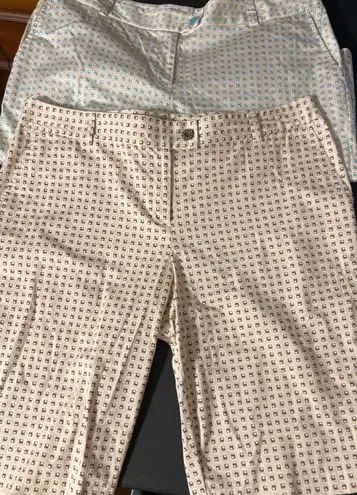 IZOD 2 Pair Womens XFG Stretch Gold Shorts Geometric Brown Blue 12" Inseam Sz 16