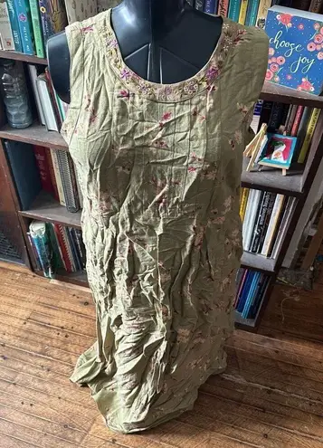 April Cornell vintage embroidered floral jumper dress Green Size L