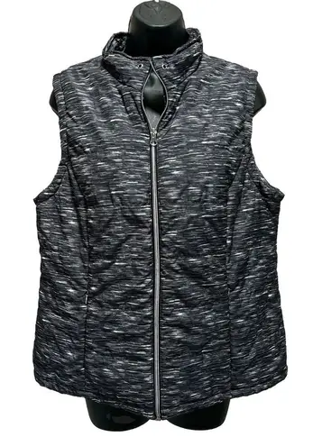 Christopher & Banks Christopher Banks Black/Gray Puffer Vest Zip Up Sleeveless Size L Zip Pockets