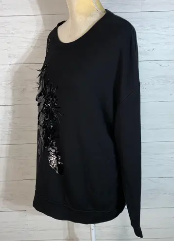 Simply Vera Vera Wang Women Black sequined Sweatshirt L