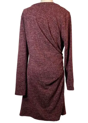 Ces Femme Burgundy Black Heathered Side Tie Long Sleeve Sweater Dress Size XL