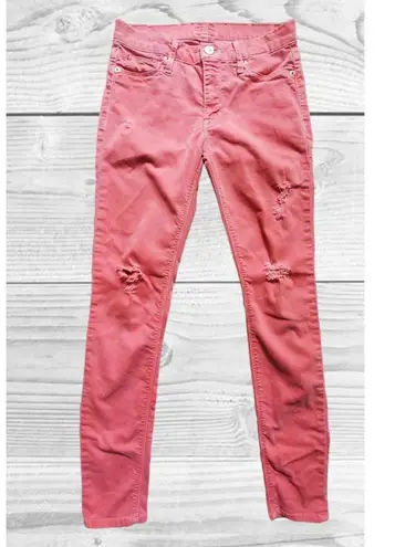 Hudson Los Angeles Pants Women 27 Peach Skinny Made In USA Distressed Shred