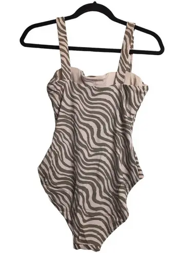 ANDIE Azzura One Piece Bias Stripe Olive Swimwear Bathing Suit Size M New