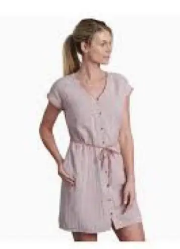 Kuhl Women’s Riviera Shirt Dress sz smal Cotton Rayon Gauze Crew Neck Cap Sleeve