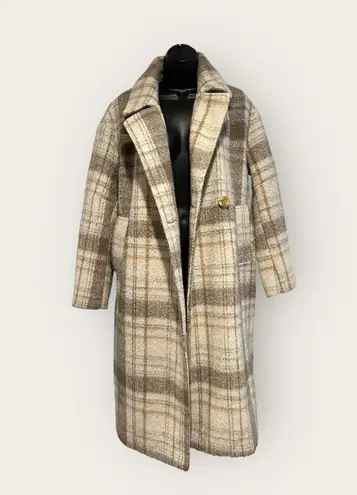 Wish The Label Natrual Plaid Empire Coat Size Large