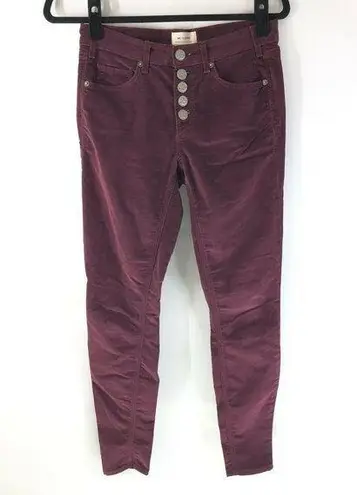 Mcguire Womens Skinny Pants Velvet Button Fly Stretch Burgundy Size 25