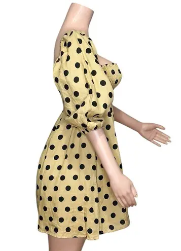 Faithfull the Brand Dallia Linen Mini Dress, Biscuit Emelda Dot, Small