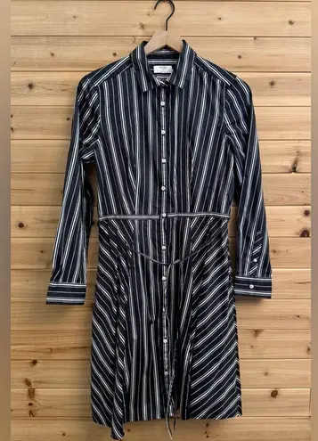 Untuckit For Her Size 8/Medium Willow Black White Stripe Long Sleeve Shirt Dress