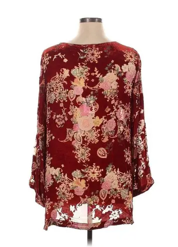 Johnny Was NWT Paisley Kimi Tunic in Red Floral Sheer Velvet Burnout Top XL