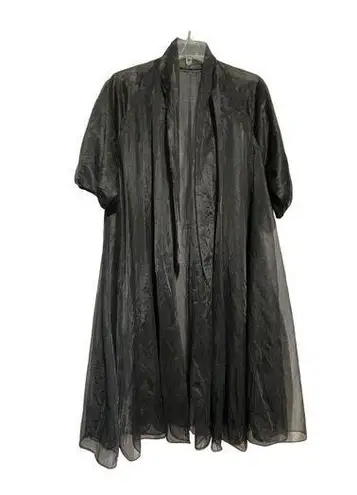 Vanity Fair Women's Short Sleeve See-through Open Dress Coverup Black Size 32