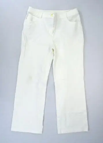 St. John Collection FLAWS-  White Wide Leg Straight Pants Jeans Size 10 Cotton