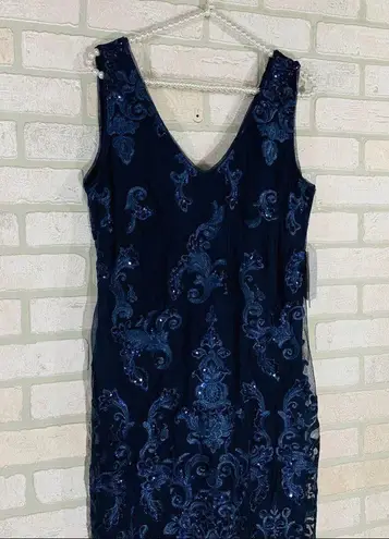 Marina NWT Navy Sequin Lace Sleeveless Dre… Blue Size 4