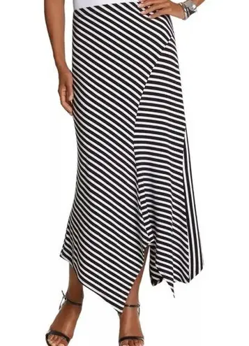 Chico's 0 White Black Splice Striped Spencer Skirt