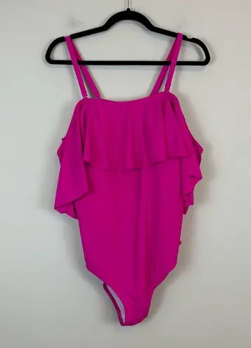Daci | Hot Pink Cold Shoulder Ruffle One Piece Swimsuit Size XXL NWT