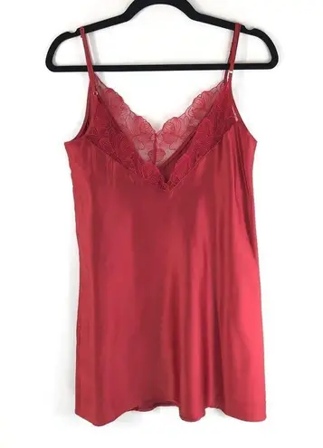 INC Intimates Nightie Nightgown Lace Trim Satin Red Size S