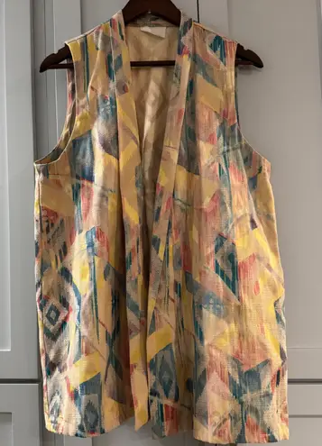Vintage Styles de Santa Fe Bohemian Abstract Aztec Geometric Vest Women's XL Tan