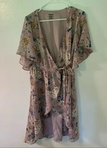 Chelsea28 High Low Wrap Dress Mauve Pink Floral