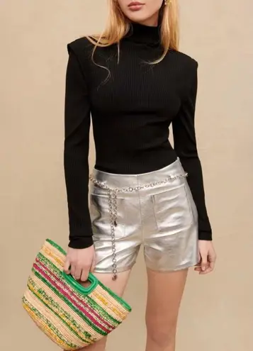 Maje NEW NWT M Mini Striped Raffia Basket Bag Vert Casino Green