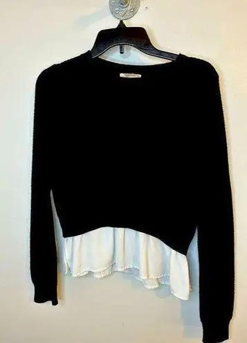 Forever 21  Black Sweater with White Mock Shirt Size Medium