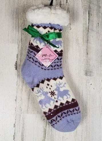 NWT Mari Clare Sherpa Lined Knit Winter Reindeer Design No