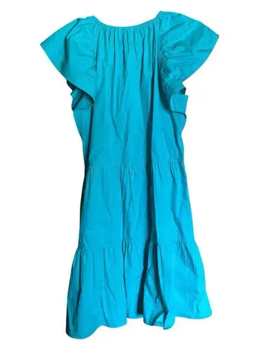 PINCH Midi Tiered Ruffle Dress Womens Small Blue Cotton Sundress