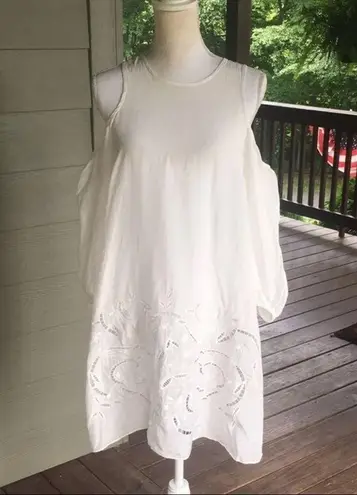 Tibi Cold Shoulder Embroidered Dress