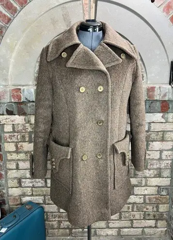 coat double breasted wool brown oversized collar union made Size L