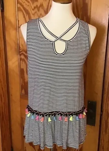 Twenty Second Boho hippie chic neon n stripes peplum top