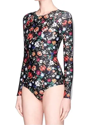 The Upside Paddle Suit Long Sleeve Black Floral Swimsuit US 4 in Wildflowers